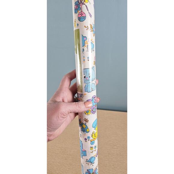 Baby Animals Gift Wrap Baby Shower Wrap Norcross (New Open Pk) Vintage Retro - Picture 2 of 11